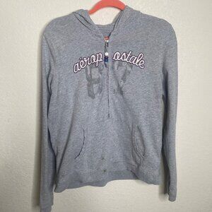 Aeropostale Womens Gray Zip-Up Hoodie XL Cotton Casual Sweatshirt